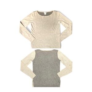 Club MonacoCashmere Sweater Heathered Ivory/Gray Colorblock Womens Sz Small